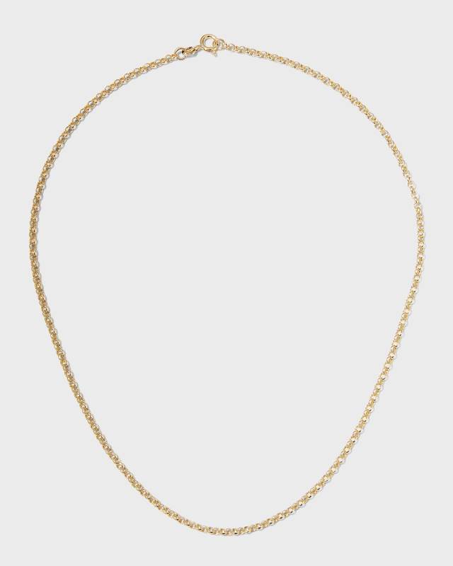 14K Yellow Gold Rolo Chain Necklace, 16"L